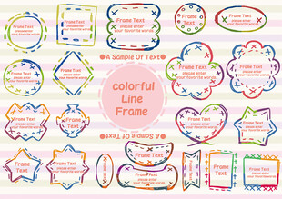 多彩手绘标签装饰图案集