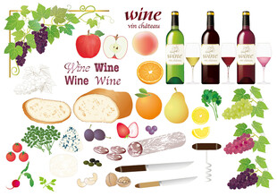 多样酒品与新鲜果蔬组合