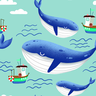 鲸鱼水彩