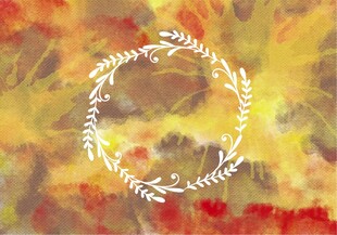 抽象水彩画中的白色花环