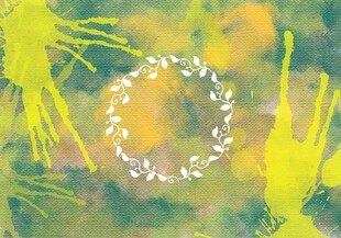 水彩风花环抽象背景图