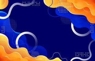 蓝橙渐变抽象波浪背景图