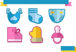 可爱婴儿用品图标集合