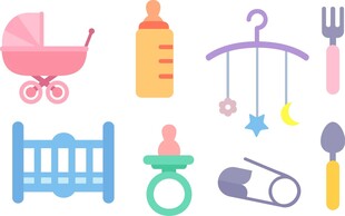 可爱婴儿用品集合