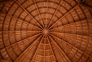 圆形木质屋顶独特纹理
