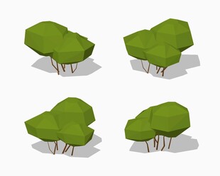 等距风格绿色灌木模型