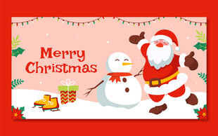 圣诞老人与雪人圣诞贺卡
