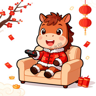 马年大吉春节过年卡通小马吉祥物