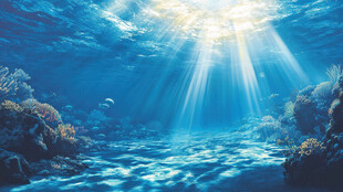 海底阳光照耀的美丽景象图片