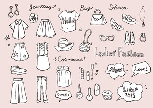 手绘时尚服饰配饰集合