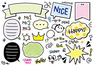 可爱手绘卡通涂鸦元素集合