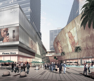 繁华都市商业街商业建筑场景