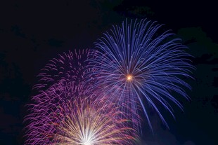 夜空中绚烂的多彩烟花