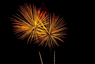 夜空中绚烂的金色烟花