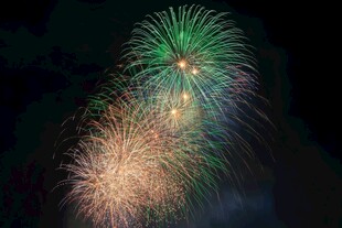 夜空中绚烂绽放的烟花