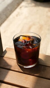 木桌上的一杯特色饮品