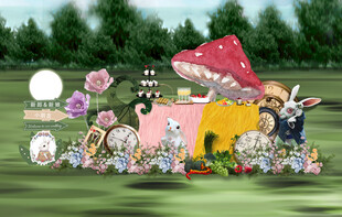 草坪户外生日婚礼甜品区