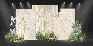 奶油白色布幔造型迎宾区