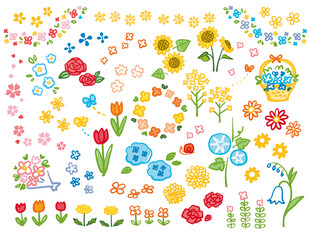 多彩花卉图案矢量素材