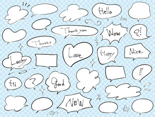 手绘风格多样对话气泡框