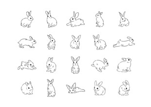多样兔子简笔画图案