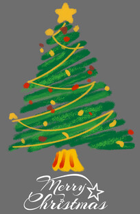 手绘圣诞树贺圣诞