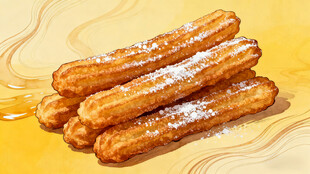 美味西班牙油条撒糖粉