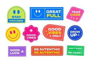 多彩创意标语牌装饰元素