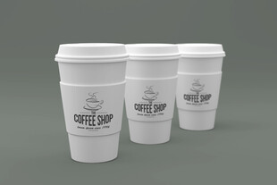 白色带盖纸杯展示