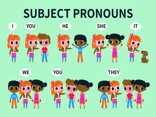 主格代词 卡通儿童绘画