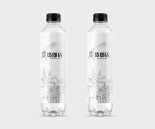 透明瓶装水包装设计展示样机贴图