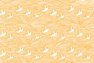 金色海浪飞鸟纹理图案