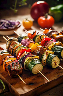 多彩蔬菜串美味烧烤食材