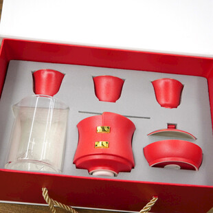 红色中式茶具套装礼盒
