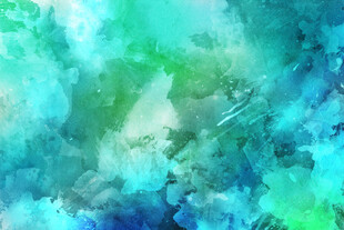 梦幻蓝绿水彩抽象背景图