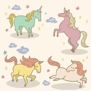 可爱独角兽插画