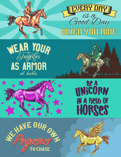 多彩骏马图案的个性服饰