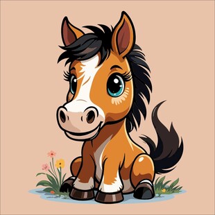 可爱萌趣小马插画