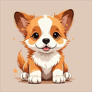 可爱柯基小狗插画