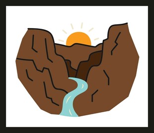 山间溪流与落日美景