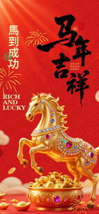 马年吉祥金饰喜庆画面