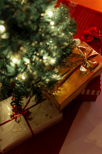 圣诞树下的精美礼物