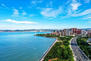 刘公岛全景海滨城市美丽风光景致