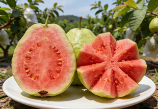 切开的红心番石榴