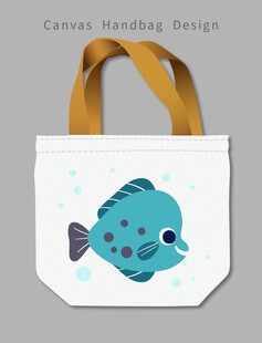 手绘小鱼帆布包设计图