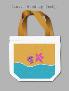 手绘海星帆布袋设计图