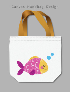 卡通小鱼帆布手提袋