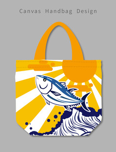 手绘风格海洋主题手提袋
