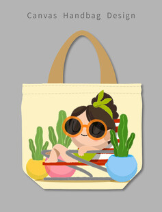 卡通女孩手提袋设计图