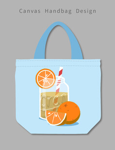 清新橙子饮品帆布袋设计